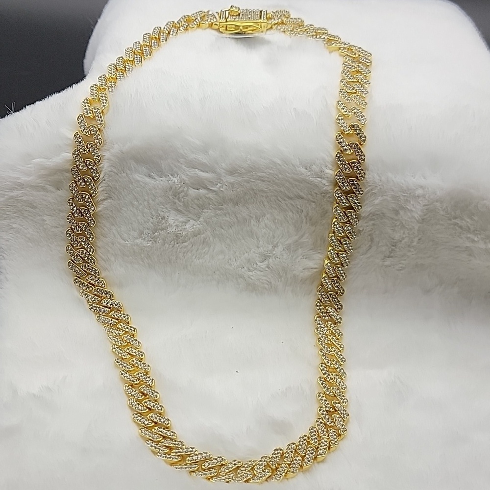 NE80830 Invicta Elements Iced Out Cuban Gold Tone 20" Chain Ice Necklace Bling